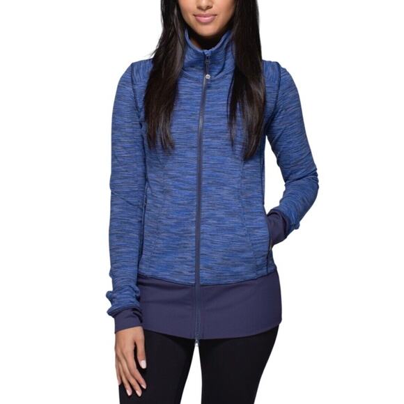 Lululemon Nice Asana Jacket Womens Size 4 Space Cadet Blue Full Zip Luon - Picture 2 of 8